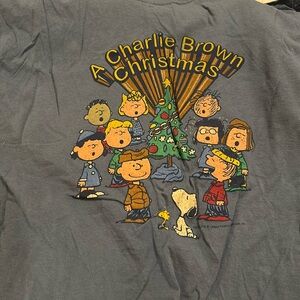 Powder Blue Crew Neck Peanuts Christmas tee shirt